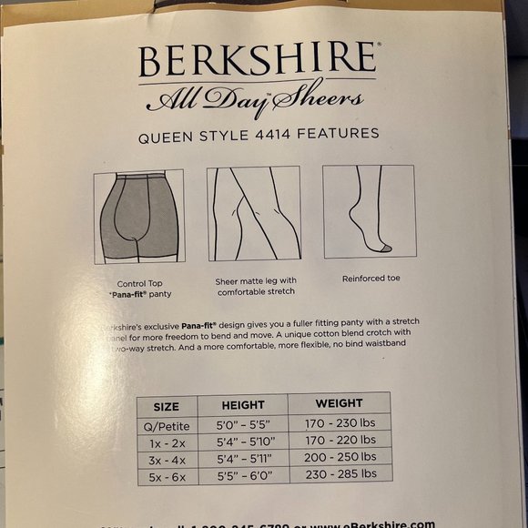 NWT Berkshire All Day Sheer Pantyhose Size Queen Petite Color Dk Brown - Picture 5 of 5